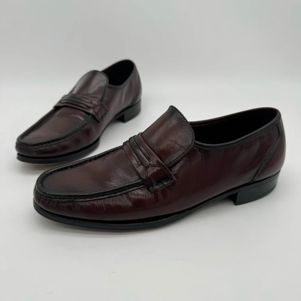 Florsheim Como Black Cherry Leather Moc Toe Strap Loafer Size 9 D